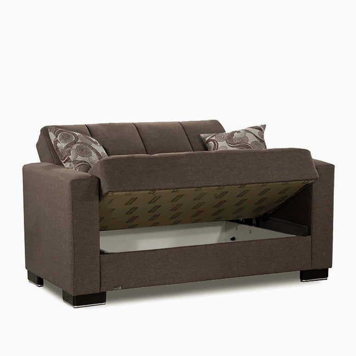 Ottomanson Armada Collection Upholstered Convertible Loveseat with Storage