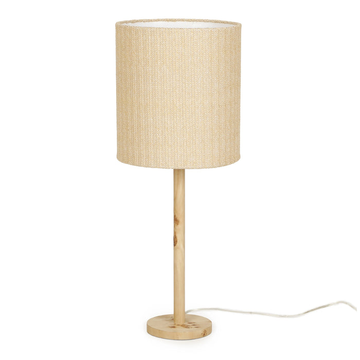 Lamia Natural Burl and Raffia Contract-Grade Table Lamp
