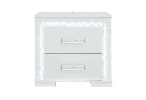 Naomi Silver Marble Nightstand with LED
