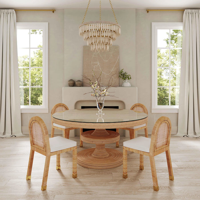 Amara Cream Contract-Grade Linen Arched Dining Chair