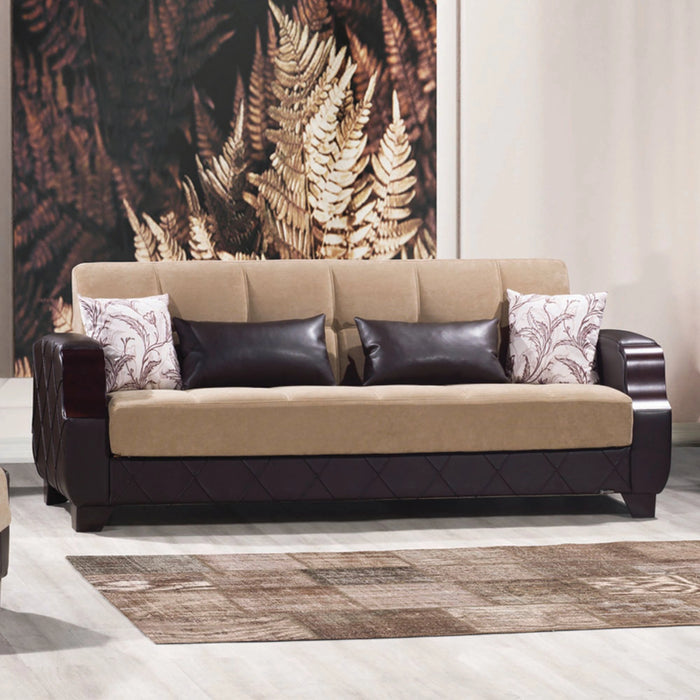 Ottomanson Molina Collection Upholstered Convertible Sofabed with Storage