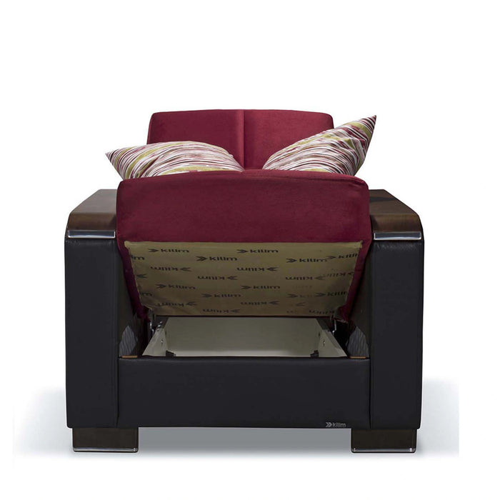 Ottomanson Armada X Collection Upholstered Convertible Wood Trimmed Armchair with Storage