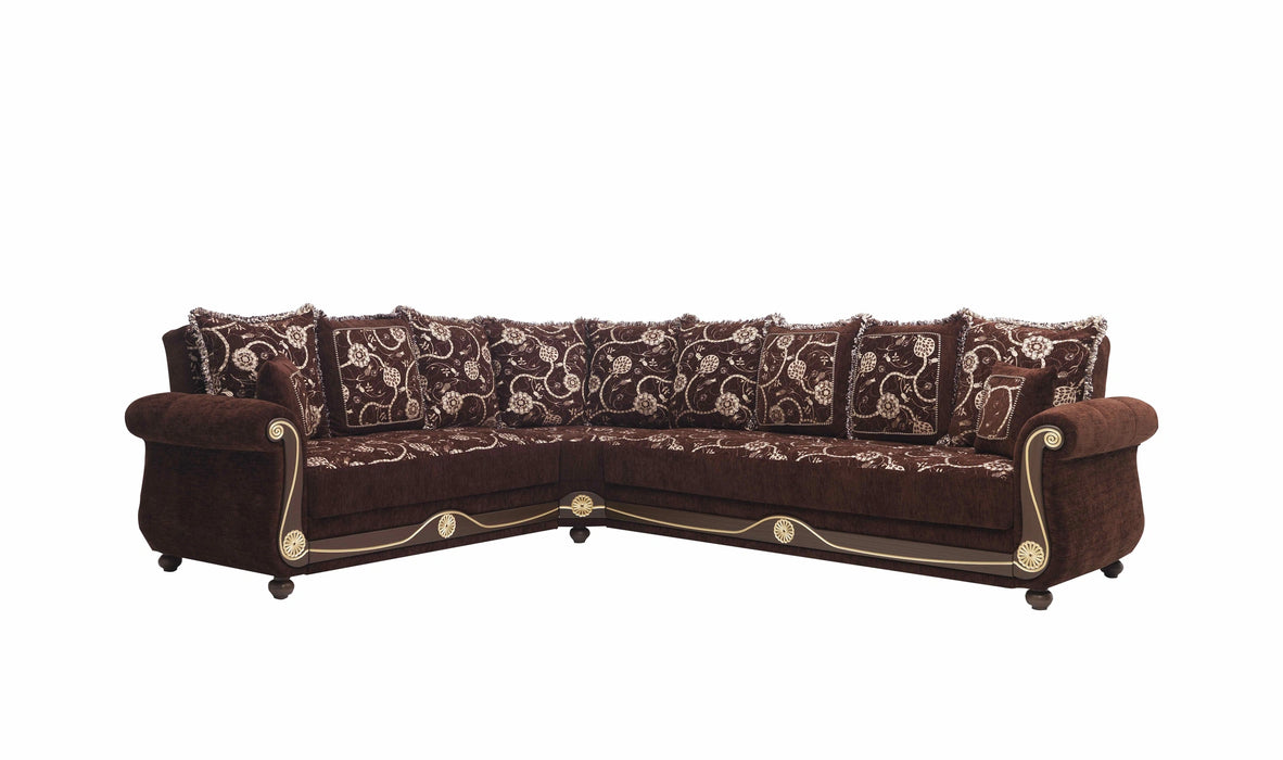 Ottomanson Americana Collection Upholstered Convertible Sectional with Storage