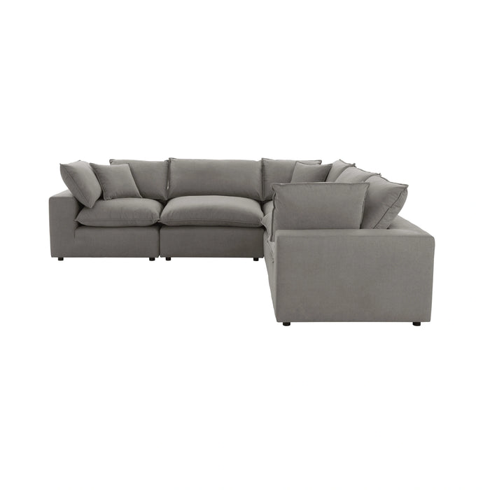Cali 5-Piece Brown Leather Modular L-Sectional