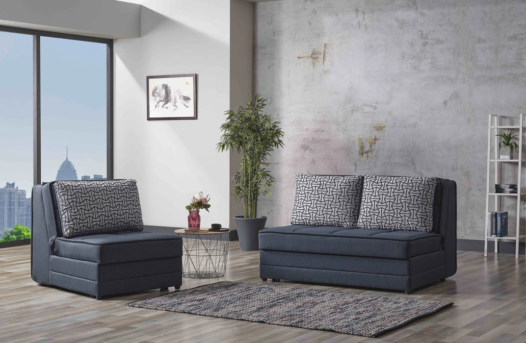 Ottomanson Studio Collection Upholstered Convertible Loveseat with Storage