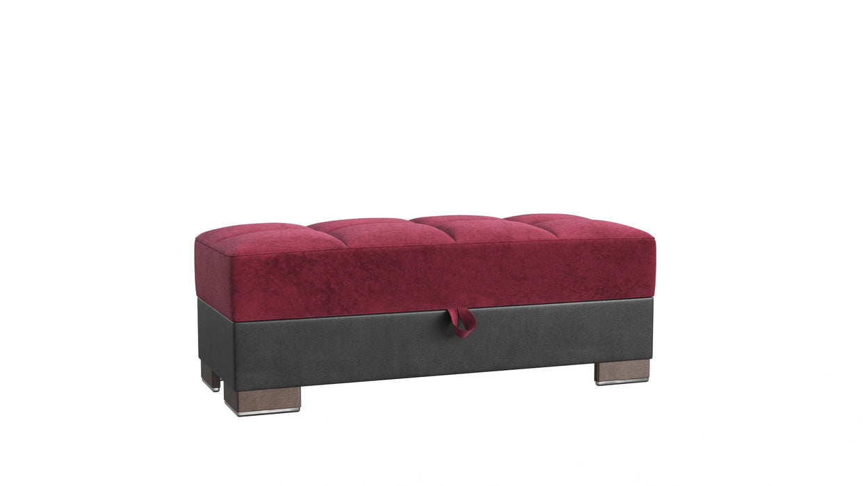 Ottomanson Armada X Collection Upholstered Convertible Wood Trimmed Ottoman with Storage