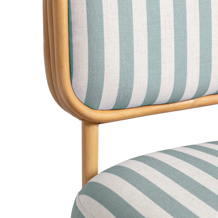 Dorine Striped Performance Linen &amp; Rattan Accent Chair