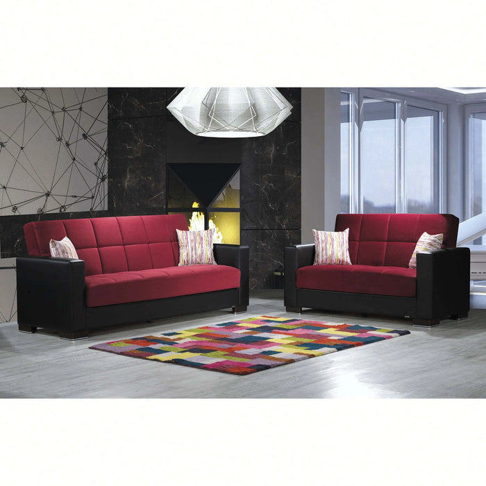 Ottomanson Armada Collection Upholstered Convertible Loveseat with Storage