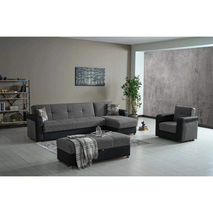 Ottomanson Harmony Collection Upholstered Convertible Sectional with Storage