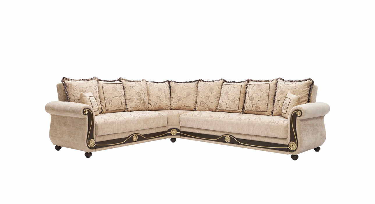 Ottomanson Americana Collection Upholstered Convertible Sectional with Storage