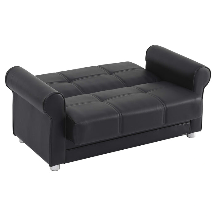 Ottomanson Avalon Collection Upholstered Convertible Loveseat with Storage