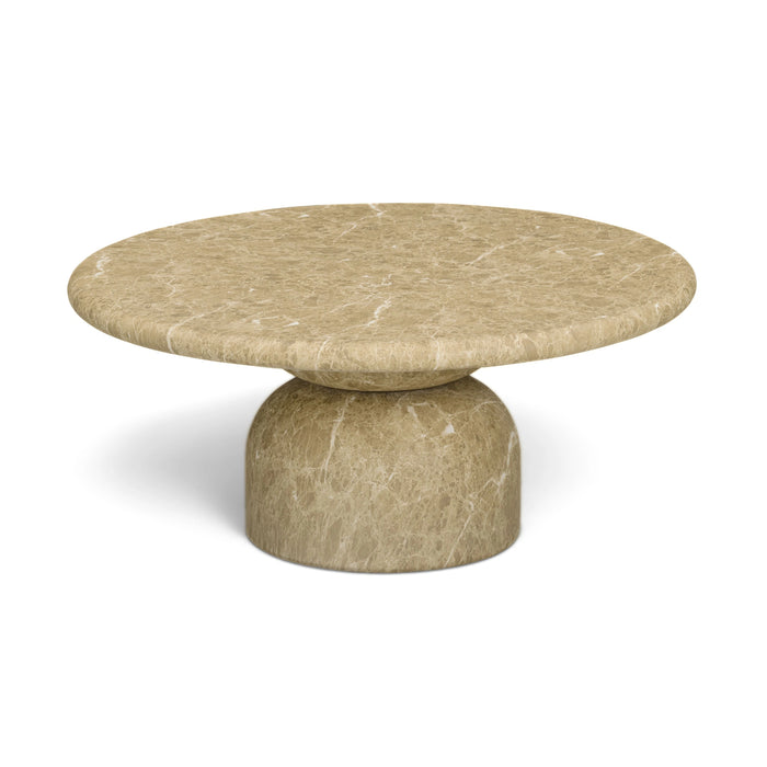 Cynthia 36" Faux Travertine Concrete Indoor/Outdoor Coffee Table