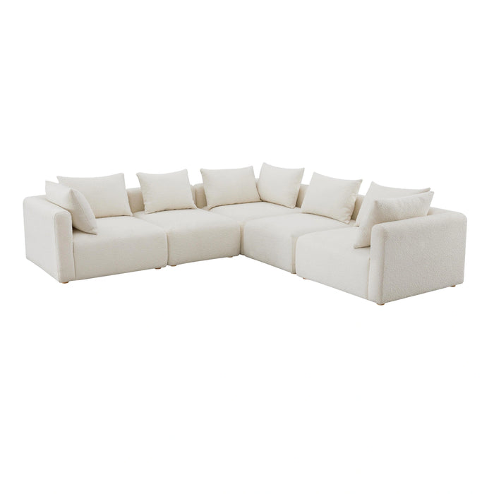 Hangover 5-Piece Cream Performance Boucle Modular L-Sectional