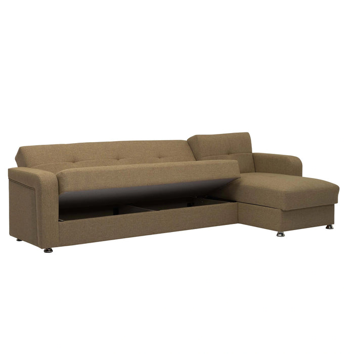 Ottomanson Harmony Collection Upholstered Convertible Sectional with Storage