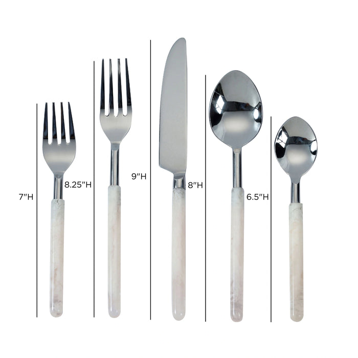 Frose Silver Stainless Steel Flatware - Set of 5 Pieces - Service For 1