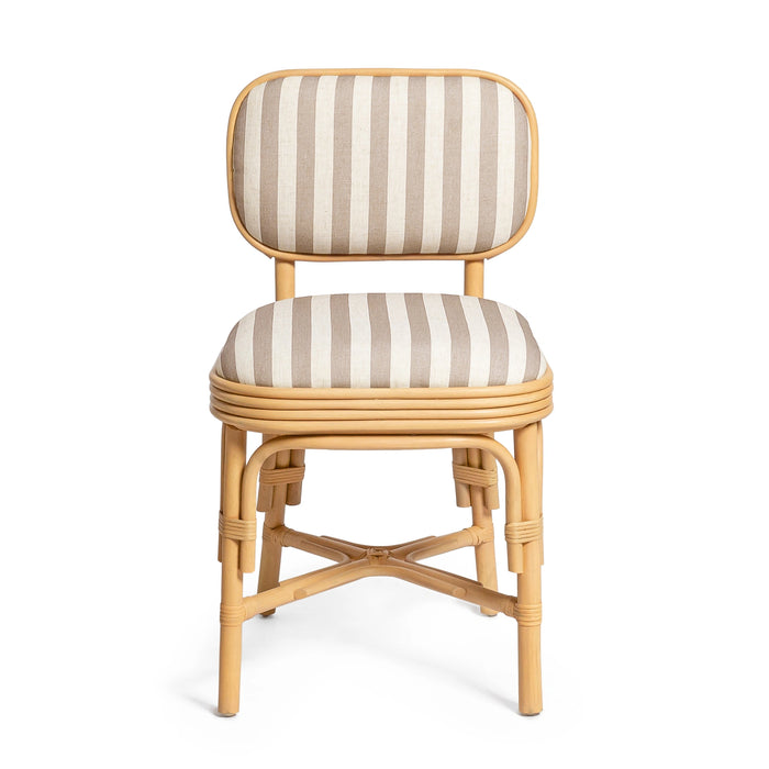 Dorine Striped Performance Linen &amp; Rattan Dining Chair