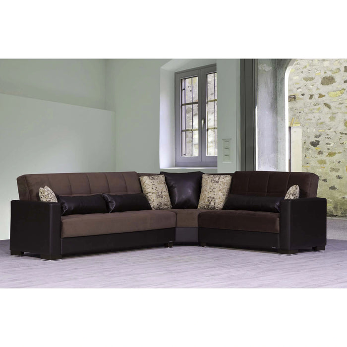 Ottomanson Armada Collection Upholstered Convertible Sectional with Storage