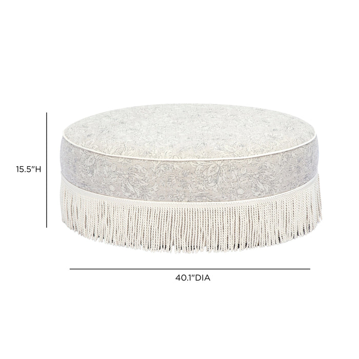 Tassy Tasseled Round Ottoman