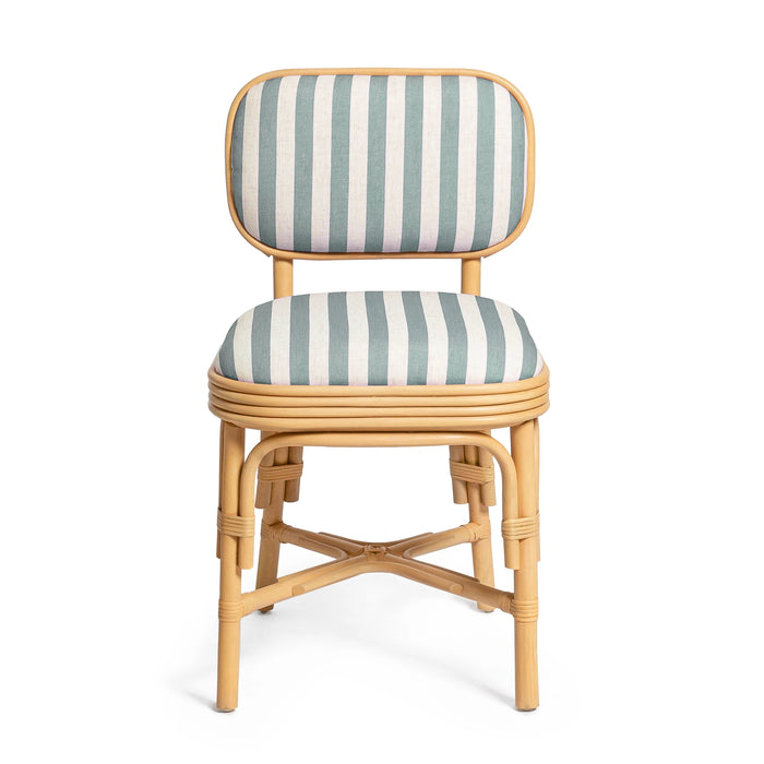 Dorine Striped Performance Linen &amp; Rattan Dining Chair