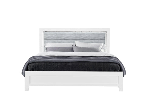 Luccia White Bed with LED, Dresser, Mirror, Nightstand