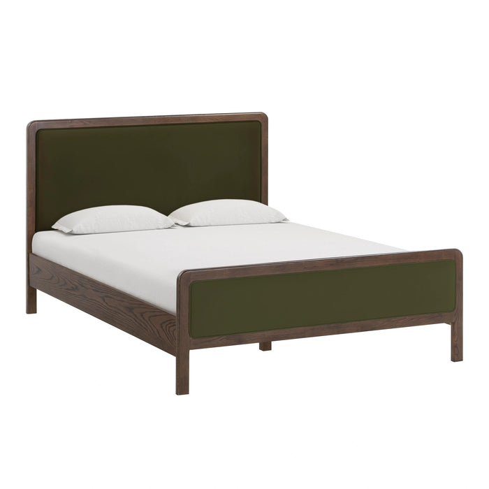 Hella Contract-Grade Velvet and Ash Wood Bed