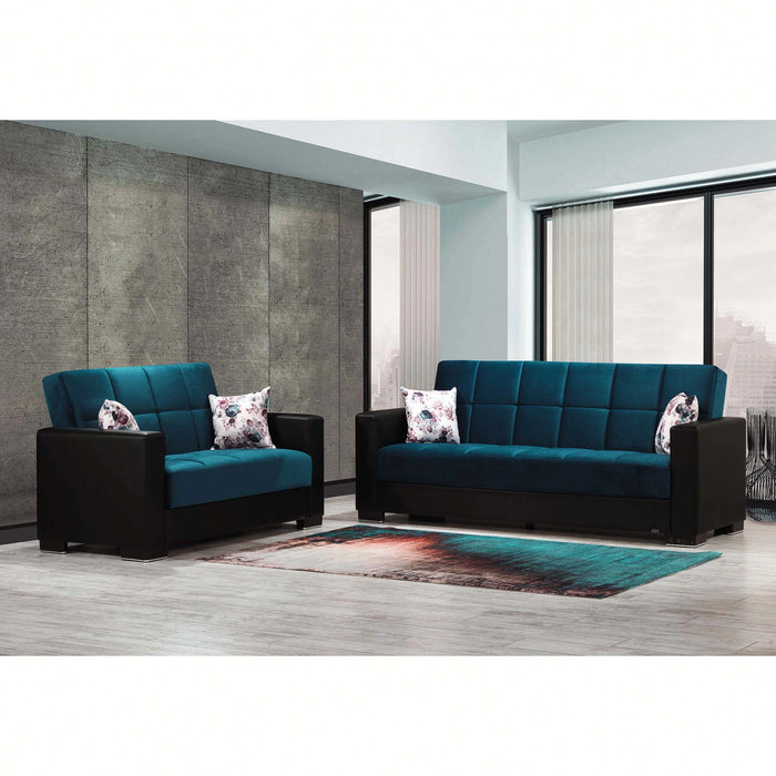 Ottomanson Armada Collection Upholstered Convertible Loveseat with Storage