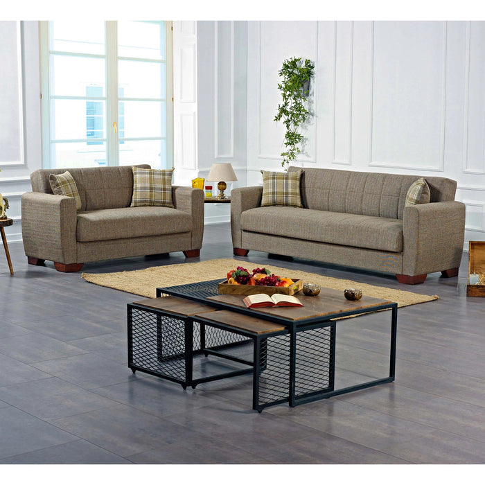 Ottomanson Barato Collection Upholstered Convertible Loveseat with Storage