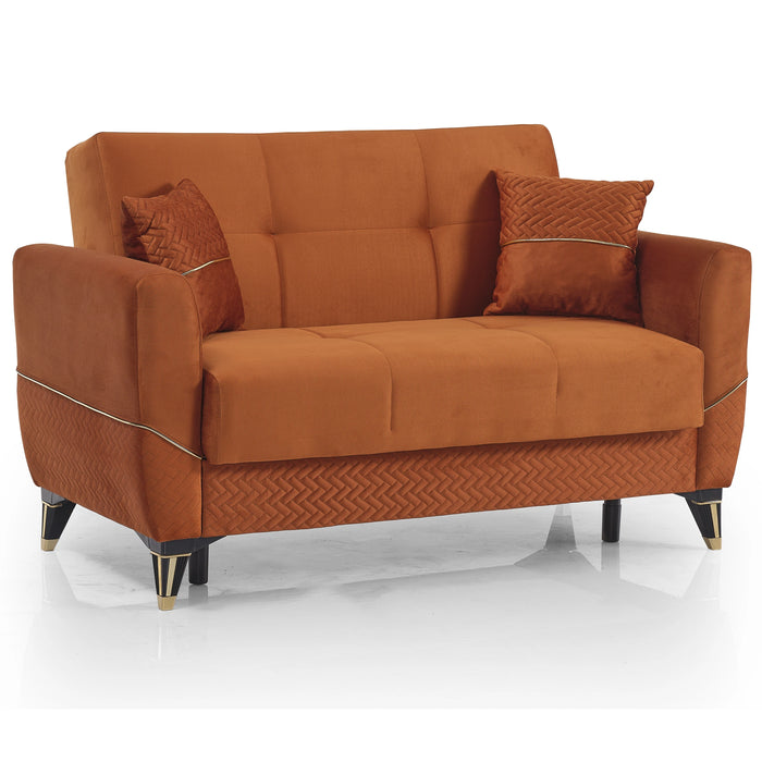 Ottomanson Samba Collection Upholstered Convertible Loveseat with Storage