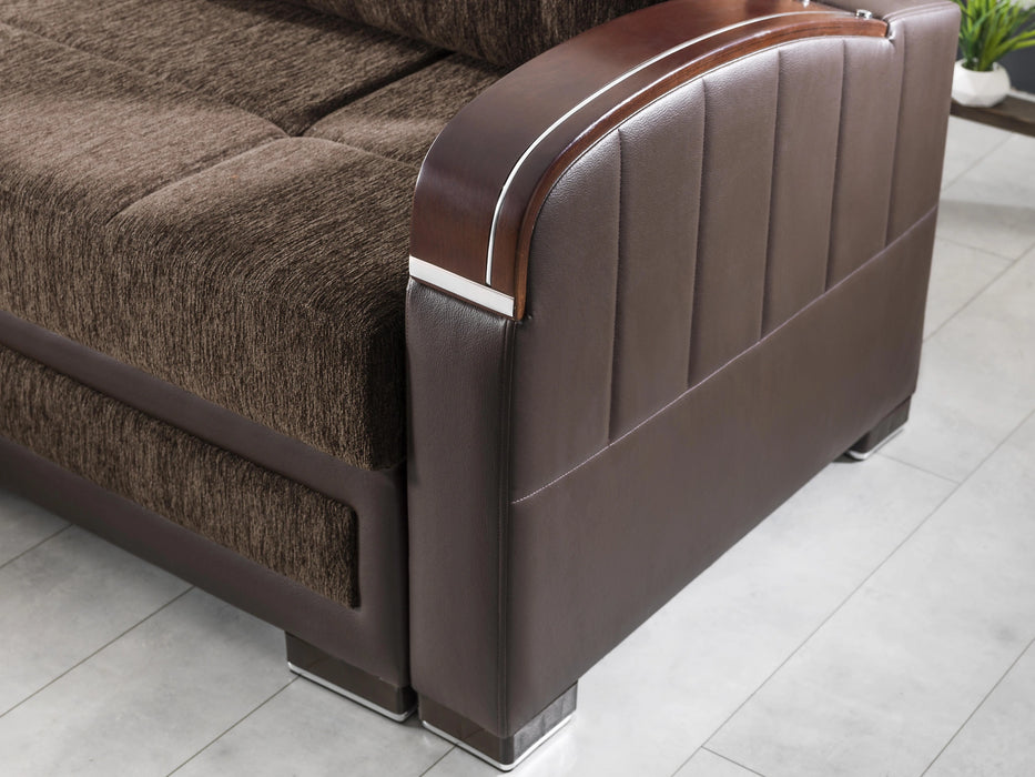 Ottomanson Maya Collection Upholstered Convertible Sectional with Storage
