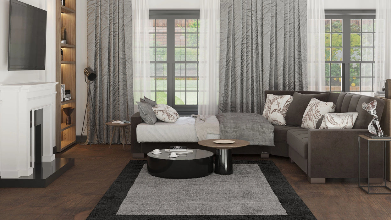 Ottomanson Armada Collection Upholstered Convertible Sectional with Storage