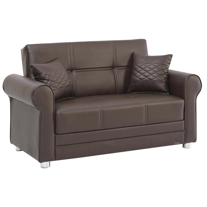 Ottomanson Avalon Collection Upholstered Convertible Loveseat with Storage