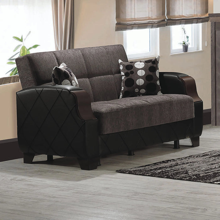 Ottomanson Molina Collection Upholstered Convertible Loveseat with Storage