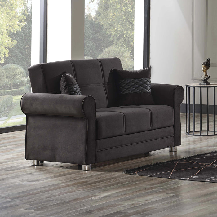 Ottomanson Sara Collection Upholstered Convertible Loveseat with Storage