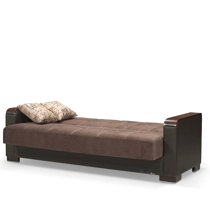 Ottomanson Armada X Collection Upholstered Convertible Wood Trimmed Sofabed with Storage