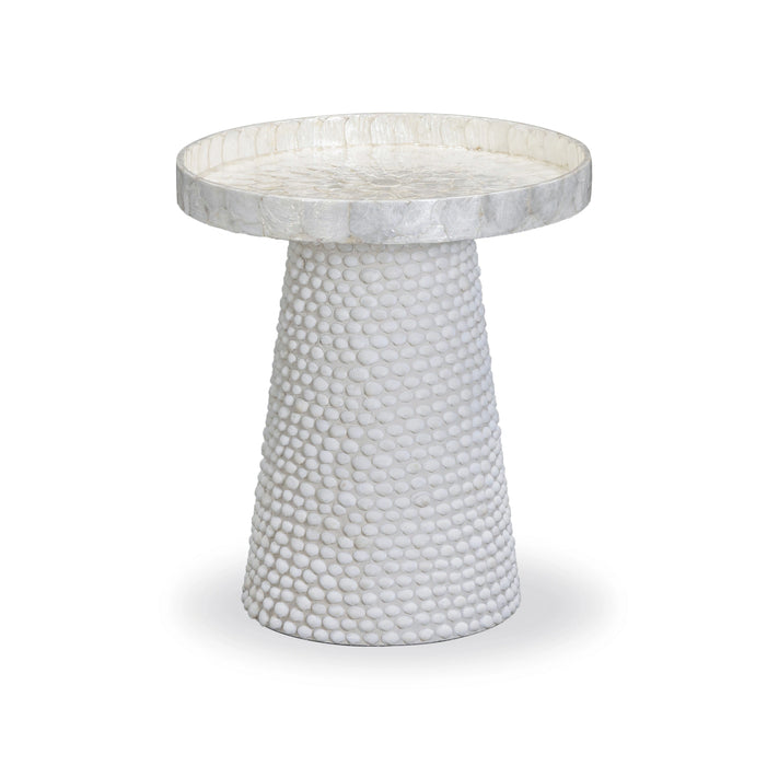 Coast Pearl White Seashell Round Side Table