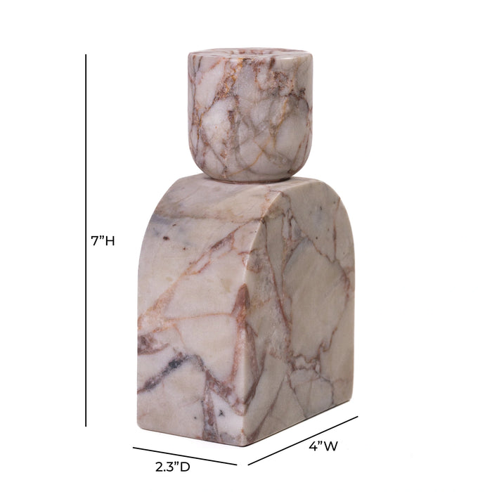 Marble White Brown Foundation Candle Holder