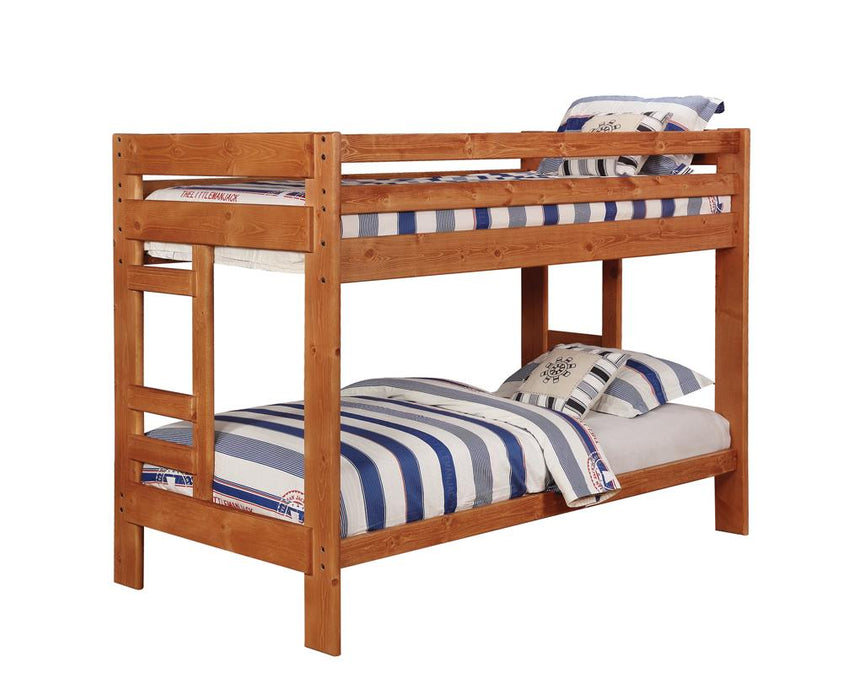 Wrangle Hill Twin Over Twin Bunk Bed Amber Wash image