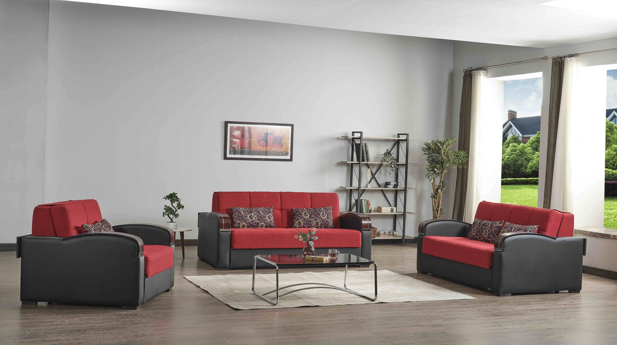 Ottomanson Sleep Plus Collection Upholstered Convertible Loveseat with Storage