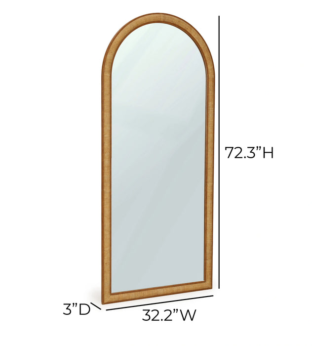 Arch 72" Natural Raffia Contract-Grade Floor Mirror
