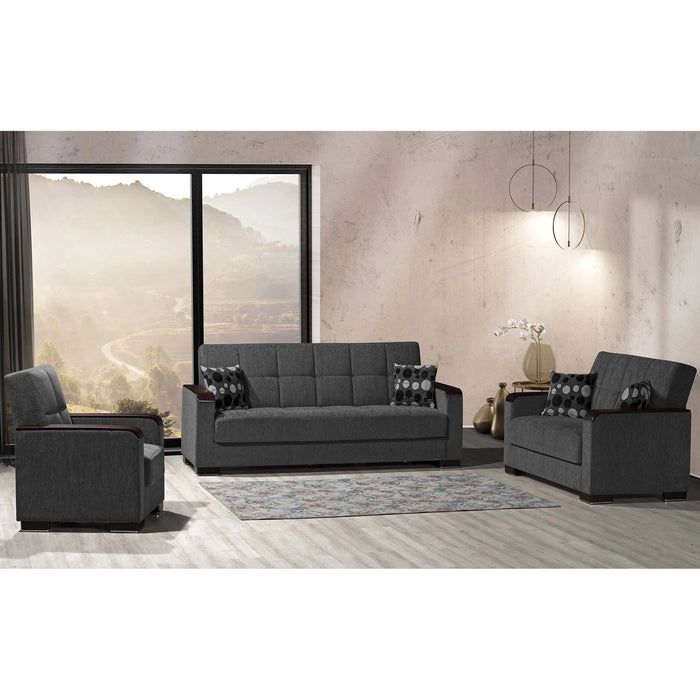 Ottomanson Armada X Collection Upholstered Convertible Wood Trimmed Armchair with Storage