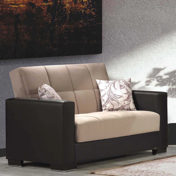 Ottomanson Armada Collection Upholstered Convertible Loveseat with Storage