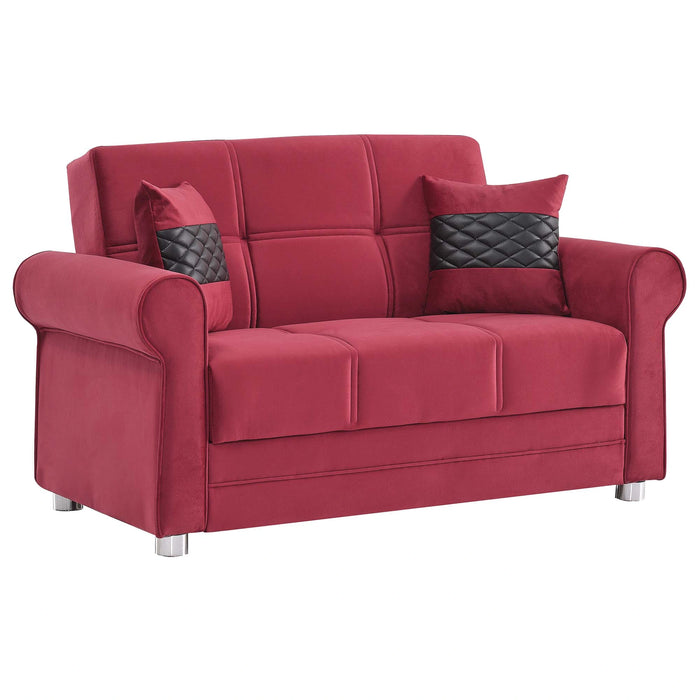 Ottomanson Sara Collection Upholstered Convertible Loveseat with Storage