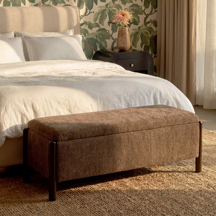 Abby 52" Nubby Fabric Storage Bench