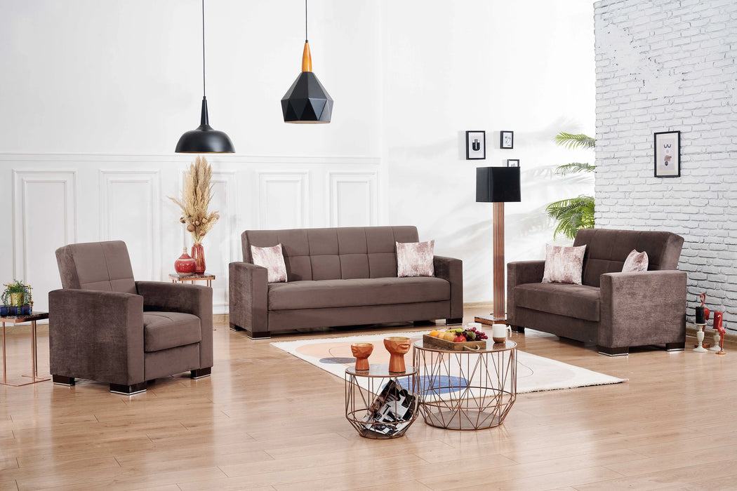 Ottomanson Armada Collection Upholstered Convertible Loveseat with Storage