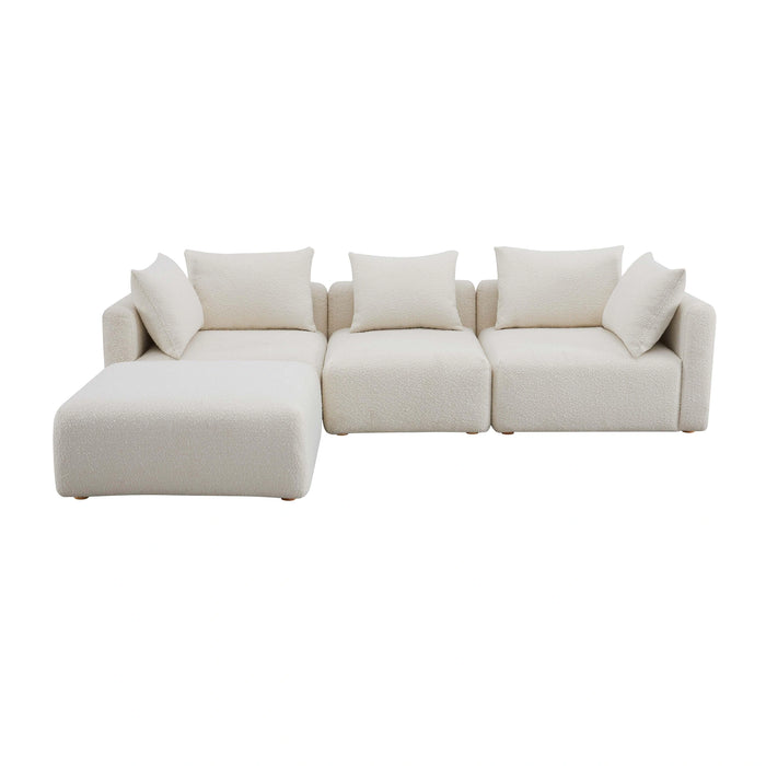 Hangover 4-Piece Cream Performance Boucle Modular Sectional