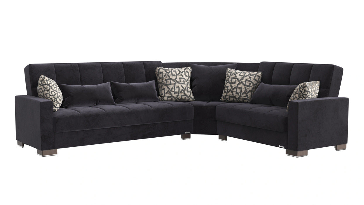Ottomanson Armada Collection Upholstered Convertible Sectional with Storage