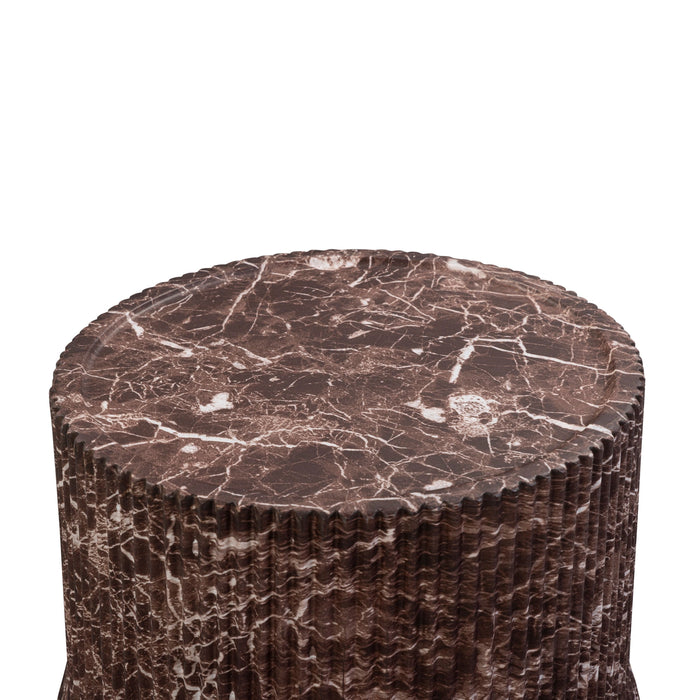 Cilla Red Faux Levanto Marble Indoor/Outdoor Concrete Side Table