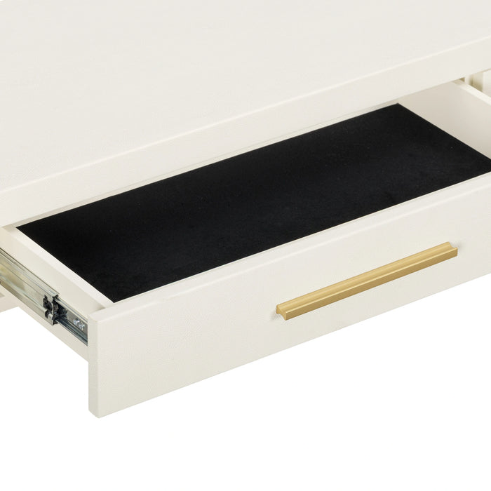 Dani 54" Cream Faux Shagreen 2-Drawer Console Table