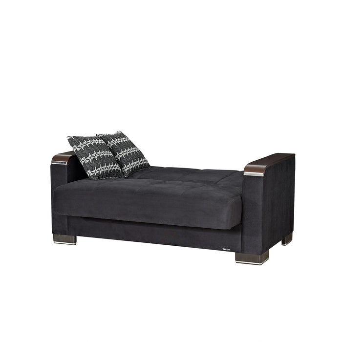 Ottomanson Armada X Collection Upholstered Convertible Wood Trimmed Loveseat with Storage