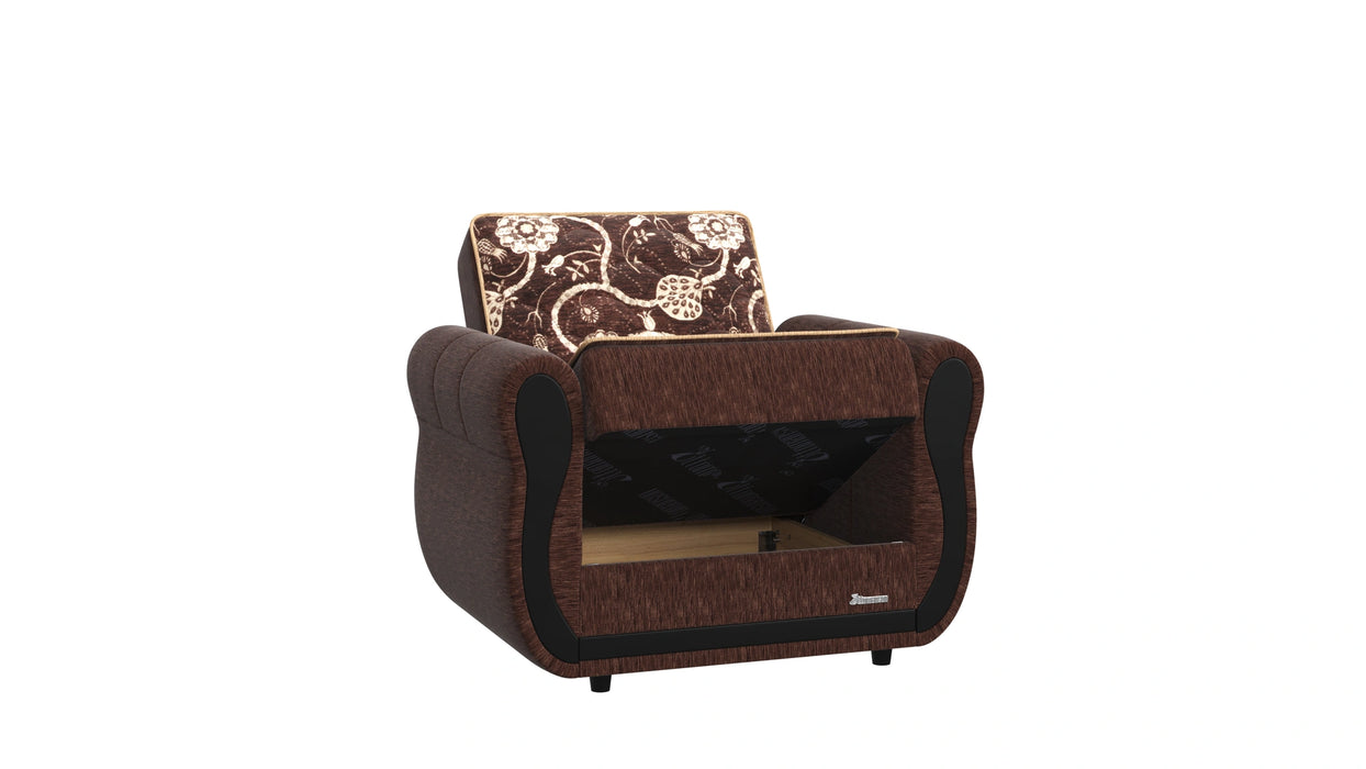 Ottomanson Havana Collection Upholstered Convertible Armchair with Storage